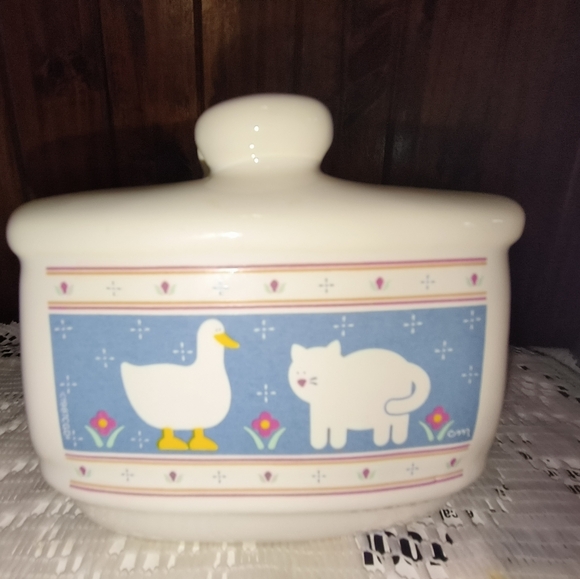 Vintage Country Kitchen Goose & Cat Ceramic double sided Napkin holder - Picture 3 of 9
